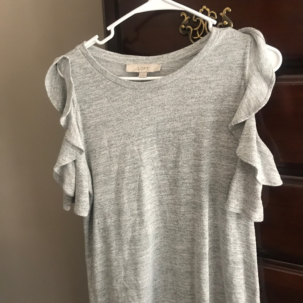Gray cold shoulder top